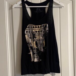 Bear Dance Black and Gold Elephant Tank Top